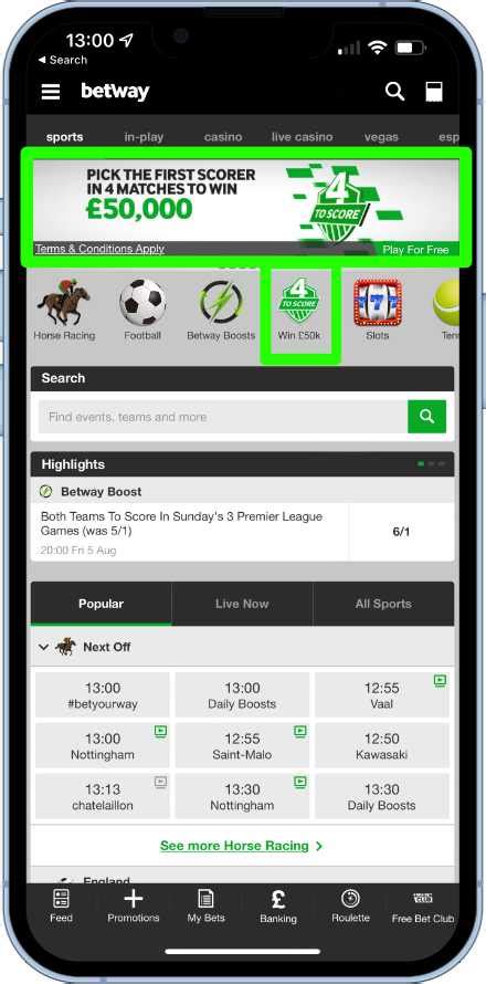 betway four to score